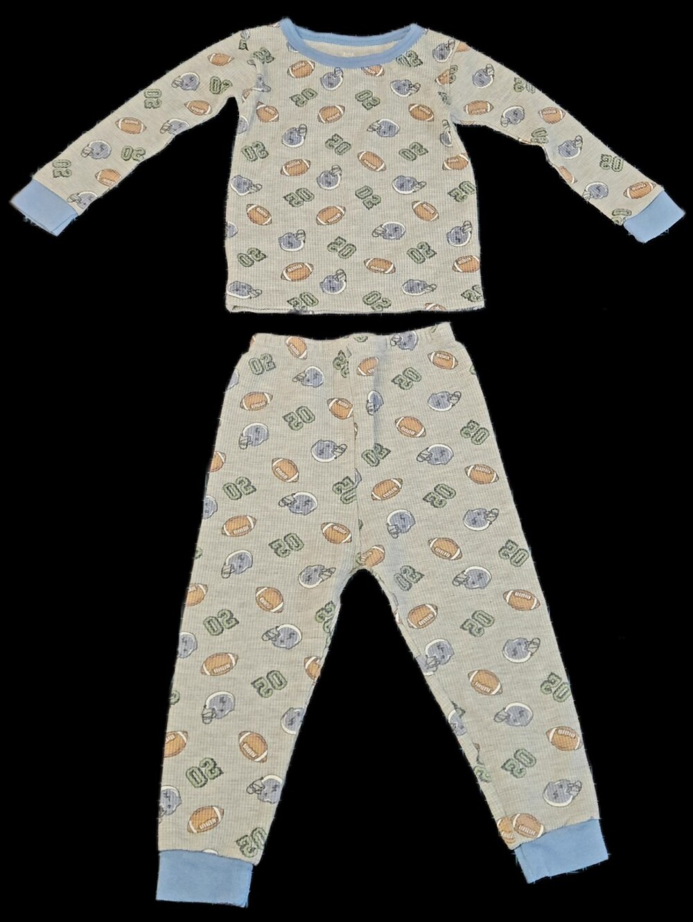 #KCB38 Kids Blue-Trim Football Print Pajama Set